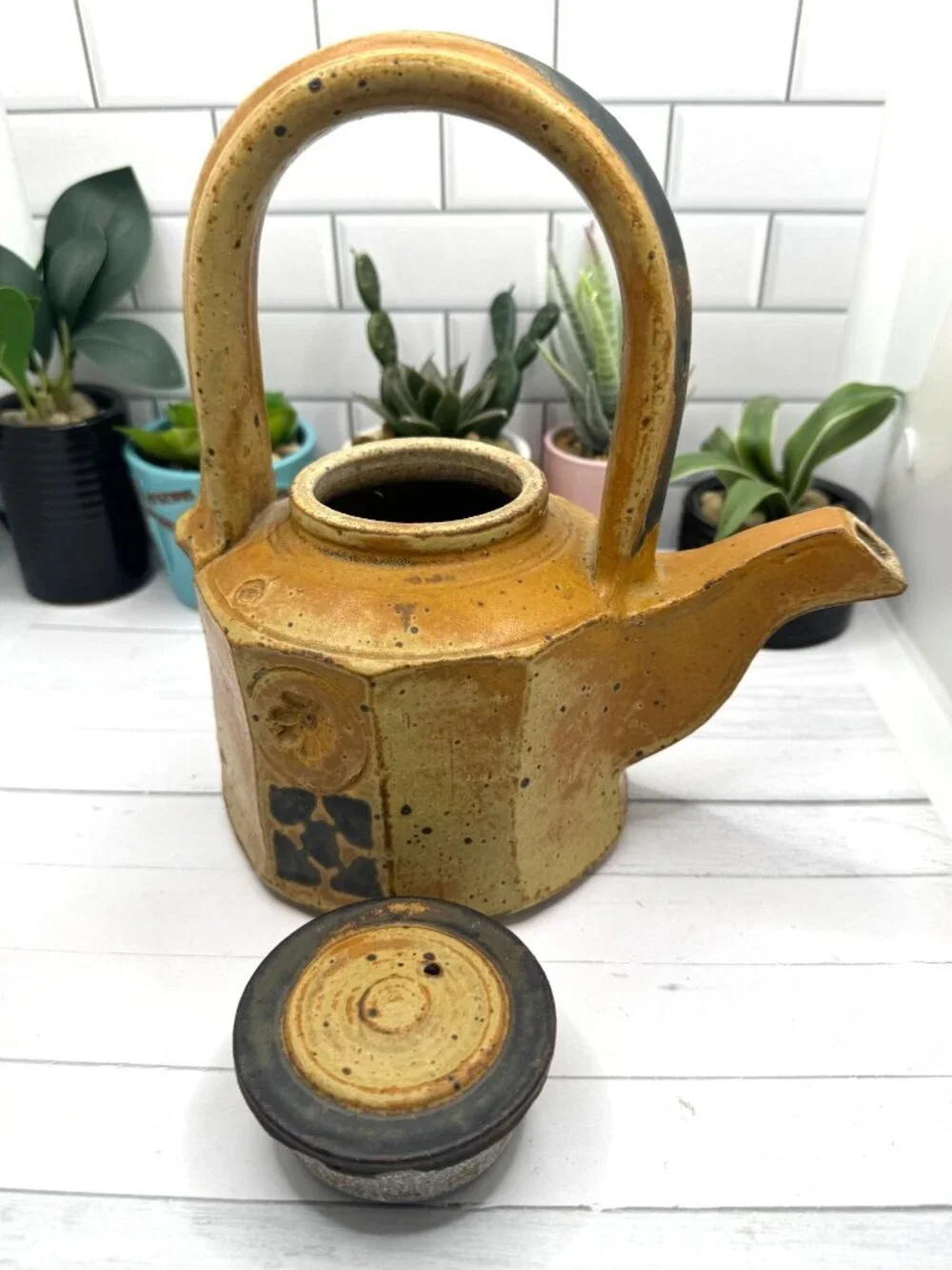 Palm Tree Pottery Stoneware Teapot With Lid By John Glick
